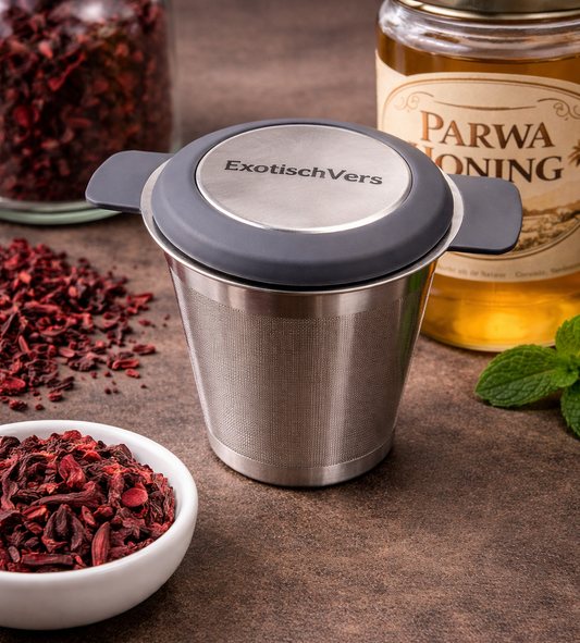 ExotischVers Theezeef – RVS filter voor losse thee & kruiden